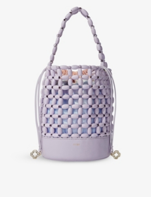 Shop Maje Women's Violets Bead-embellished Wooden Bucket Bag