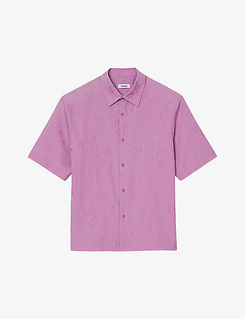SANDRO: Floral-jacquard relaxed-fit cotton shirt