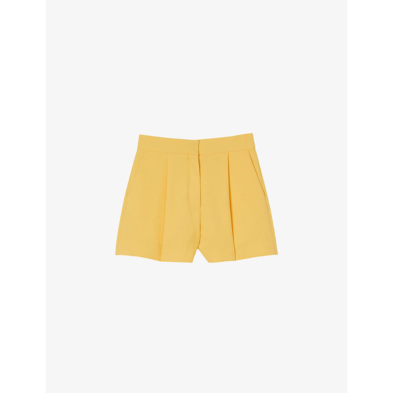 Sandro Womens Jaunes / Oranges Ray Slip-pocket Woven Shorts