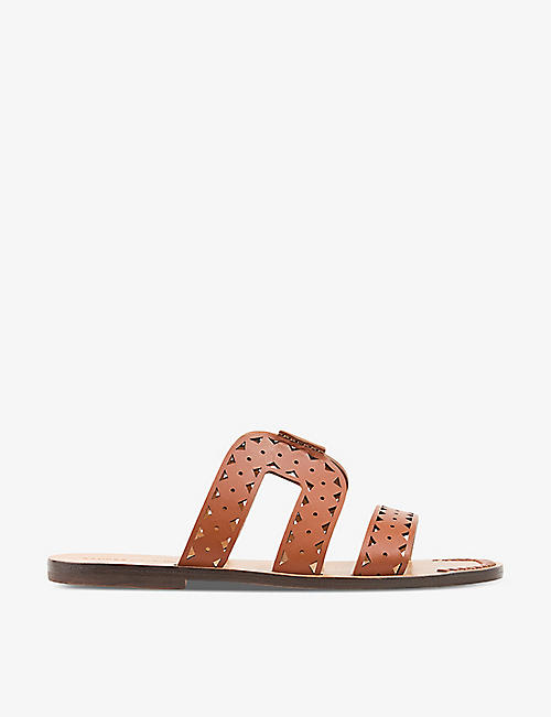 SANDRO: Perforated flat leather sandals