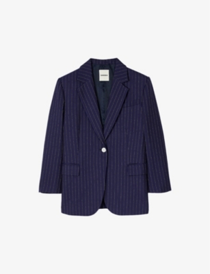 SANDRO: Marine stripe-pattern regular-fit woven blazer