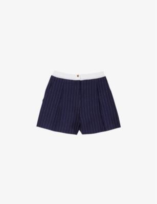 SANDRO: Marie pinstriped woven shorts
