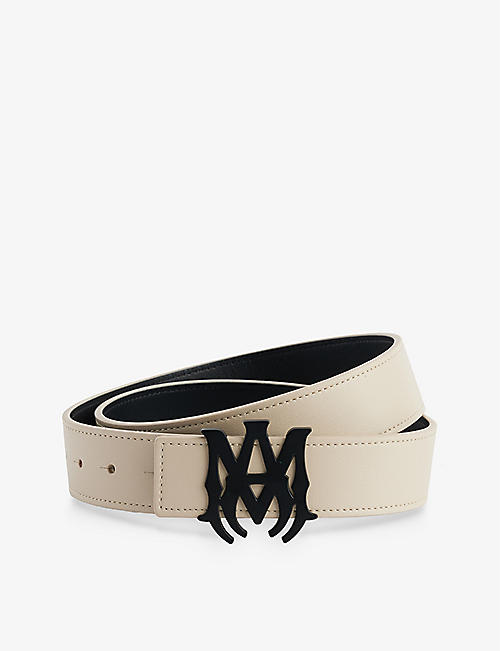 AMIRI: Monogram-buckle reversible leather belt