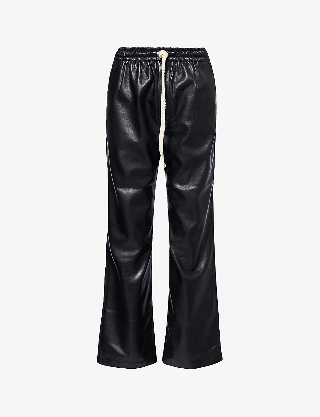 Nanushka Gisela Straight-leg Faux-leather Trousers In Black/creme