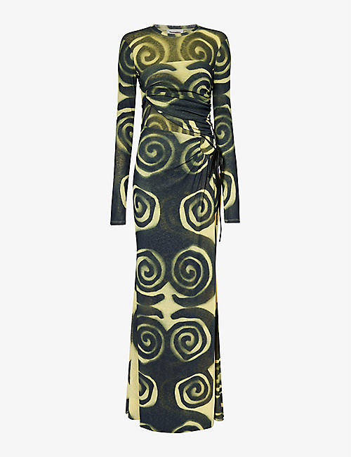 NANUSHKA: Marghe abstract-pattern woven maxi dress
