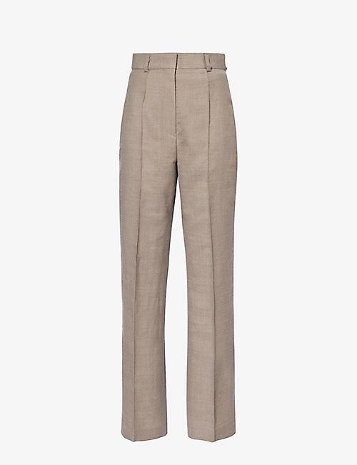 NANUSHKA: Leena wide-leg mid-rise wool trousers