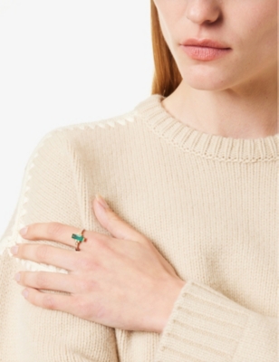 LAURA VANN: Audrey rhodium and 18ct yellow gold-plated recycled sterling-silver and cubic zirconia ring