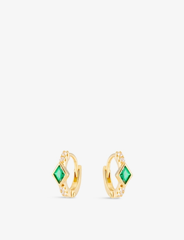 Virginia 18ct yellow gold 925 sterling-silver and cubic zirconia earrings