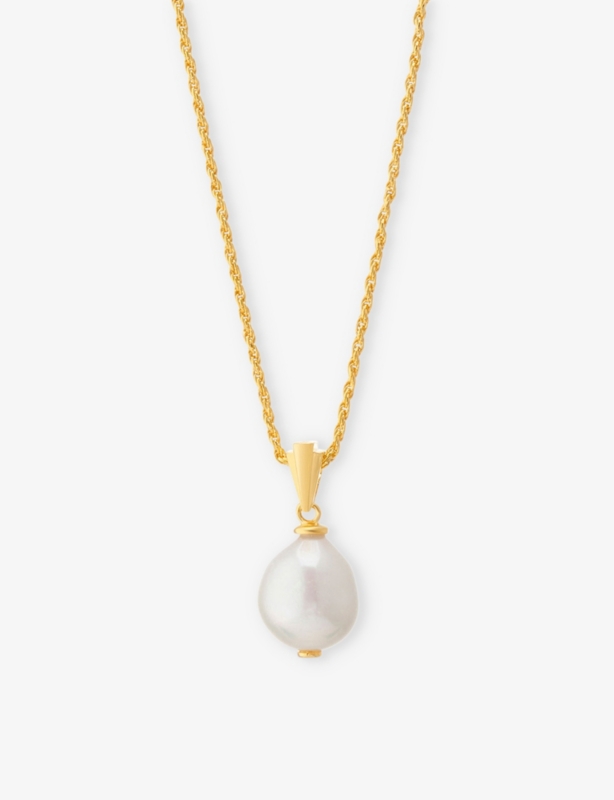 Coco 18ct gold-plated silver and baroque pearl pendant necklace