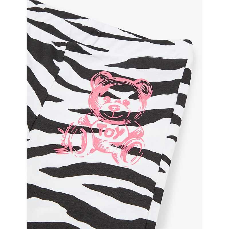 Shop Moschino Zebra-print Stretch-cotton Leggings 8-14 Years In Zebra Striped