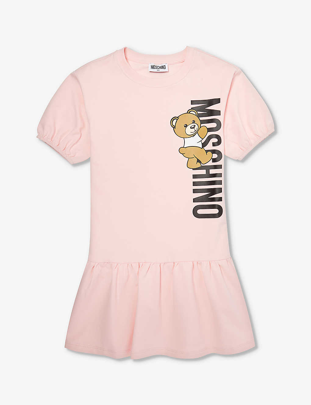 Moschino Girls Sugar Rose Kids Bear Logo Text-print Stretch-cotton Dress 4-12 Years