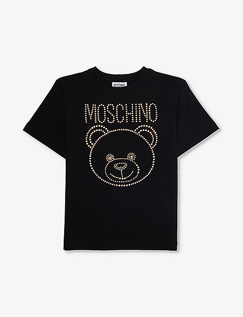 MOSCHINO：玩具熊印花短袖平纹针织棉 T 恤 6-14 岁
