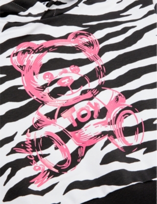Shop Moschino Girls Zebra Striped Kids Zebra-print Stretch-cotton Hoody 8-14 Years