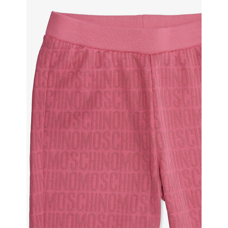 Shop Moschino Branded-pattern Woven Shorts 8-14 Years In Fuxia Allover Logo