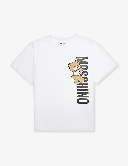 MOSCHINO: Bear logo text-print cotton-jersey T-shirt 4-14 years