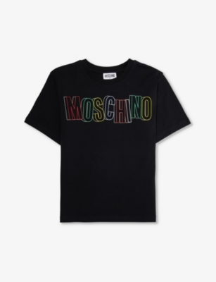 Shop Moschino Sketchy Logo-print Stretch-cotton T-shirt 4-14 Years In Black