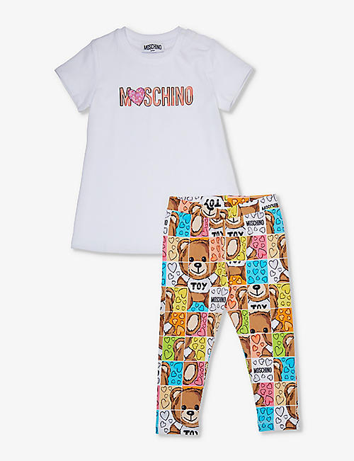 MOSCHINO: Graphic-print two-piece cotton-jersey set 9-36 months