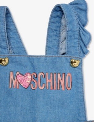 Shop Moschino Eclipse Blue Logo-print Two-piece Cotton Set 18-36 Months