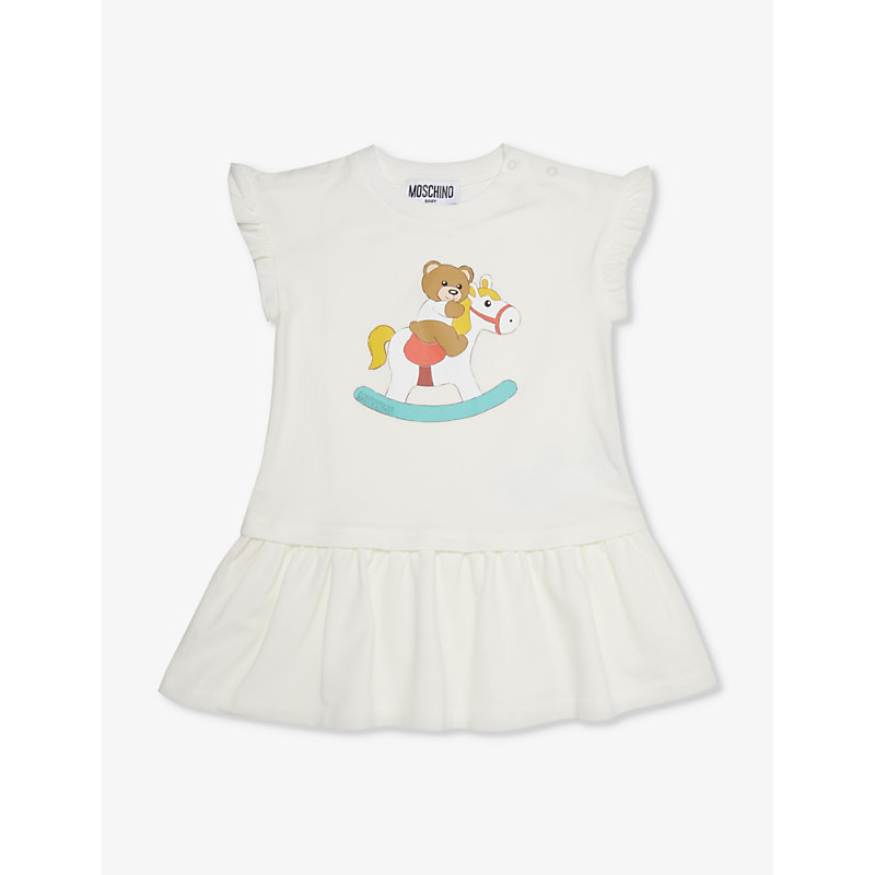 Moschino Babies'  Cloud Horse-print Stretch-cotton Jersey Dress 6-18 Months