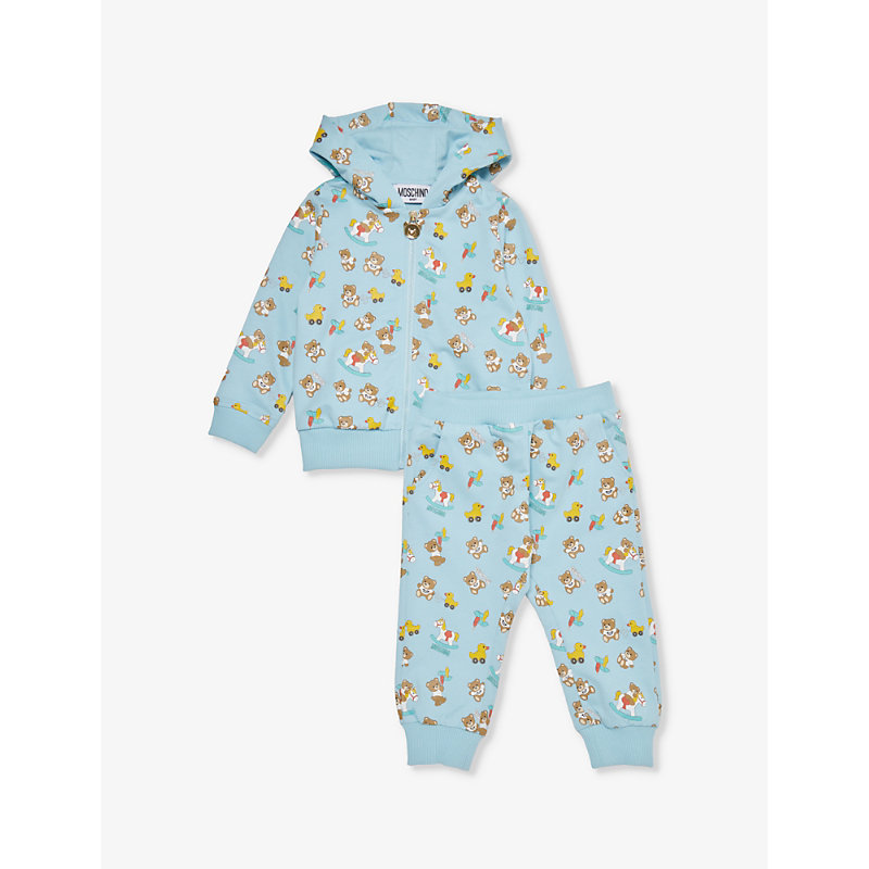 Moschino Boys Baby Sky Toy Play Kids Bear-print Cotton-jersey Tracksuit Set 3 Months-3 Years
