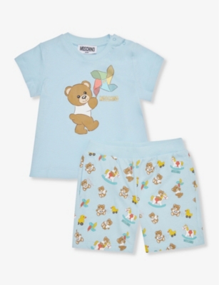 Moschino Baby Sky Toy Play Bear-print Stretch-cotton Jersey T-shirt And Shorts Set 9 Months-3 Years