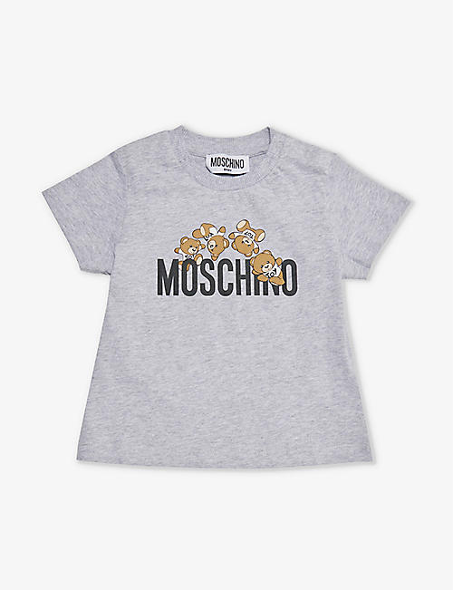 MOSCHINO: Bear and logo-print cotton-jersey T-shirt 3 months-3 years