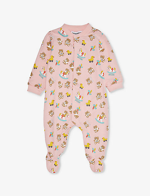 MOSCHINO: All-over print cotton-jersey babygrow 1-9 months