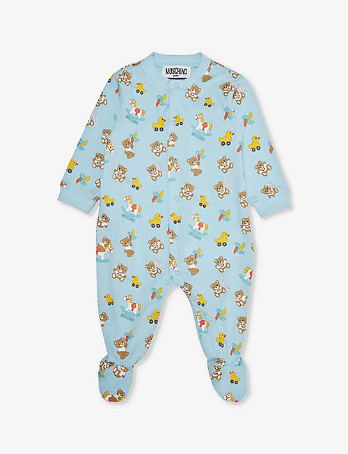 MOSCHINO: All-over print cotton-jersey babygrow 1-9 months