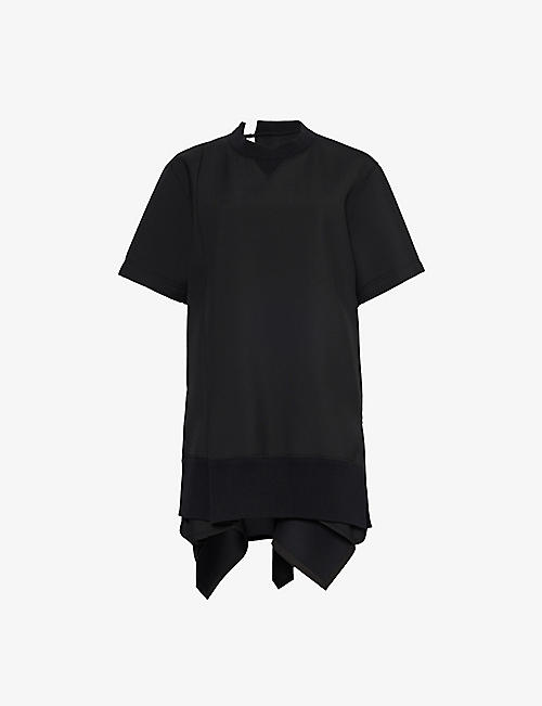 SACAI: Suiting asymmetric relaxed-fit woven-blend mini dress