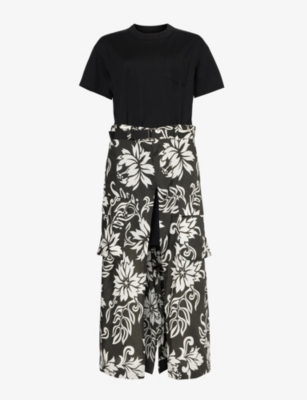 SACAI: Floral-print flap-pocket cotton midi dress