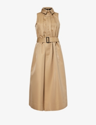 SACAI - Pleated-panel sleeveless cotton-blend midi dress | Selfridges.com