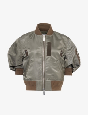 SACAI: Ruched-sleeve padded shell jacket