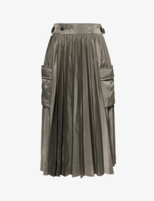 SACAI: High-rise pleated shell midi skirt