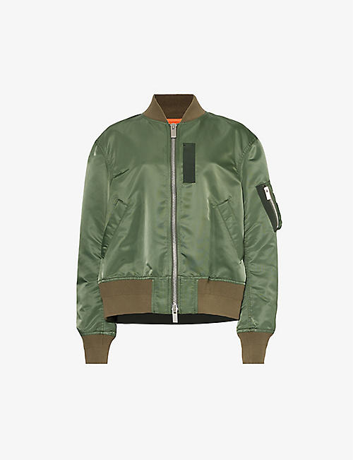 SACAI: Stand-collar relaxed-fit shell bomber jacket