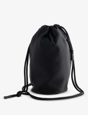 Sacai Womens Black Logo-embroidered Shell Bucket Bag