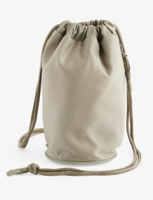 Shop Sacai Women's L/khaki Logo-embroidered Shell Bucket Bag