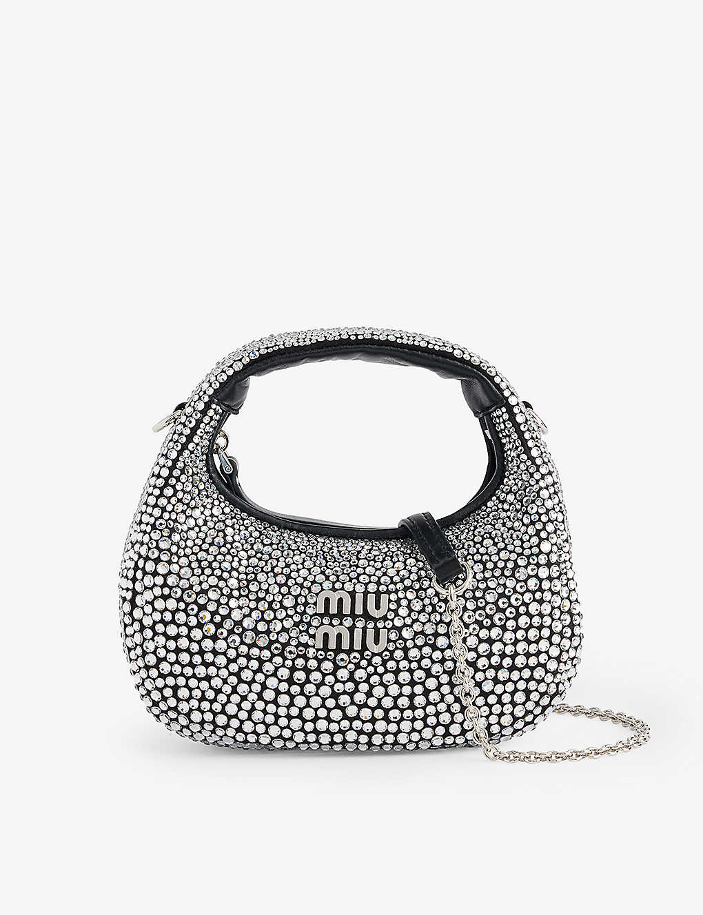 Shop Miu Miu Nero Starlight Wander Crystal-embellished Top-handle Bag