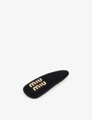 Miu Miu Patent-leather Hair Clip In Nero