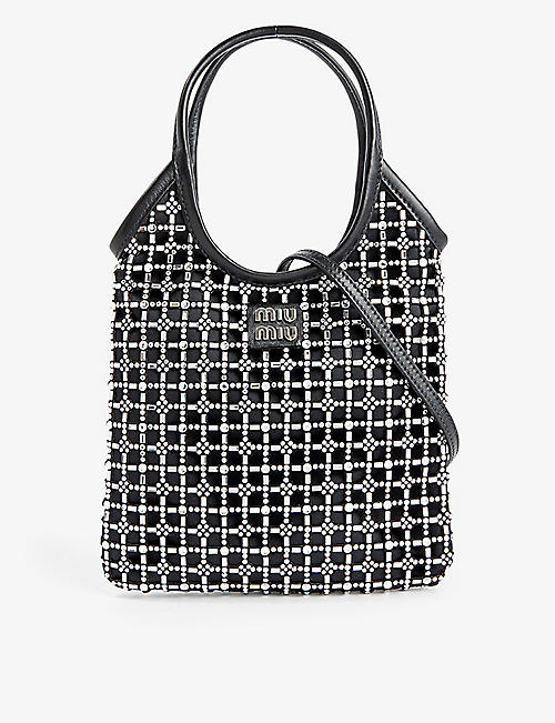 MIU MIU: Starlight rhinestone-embellished satin top-handle bag