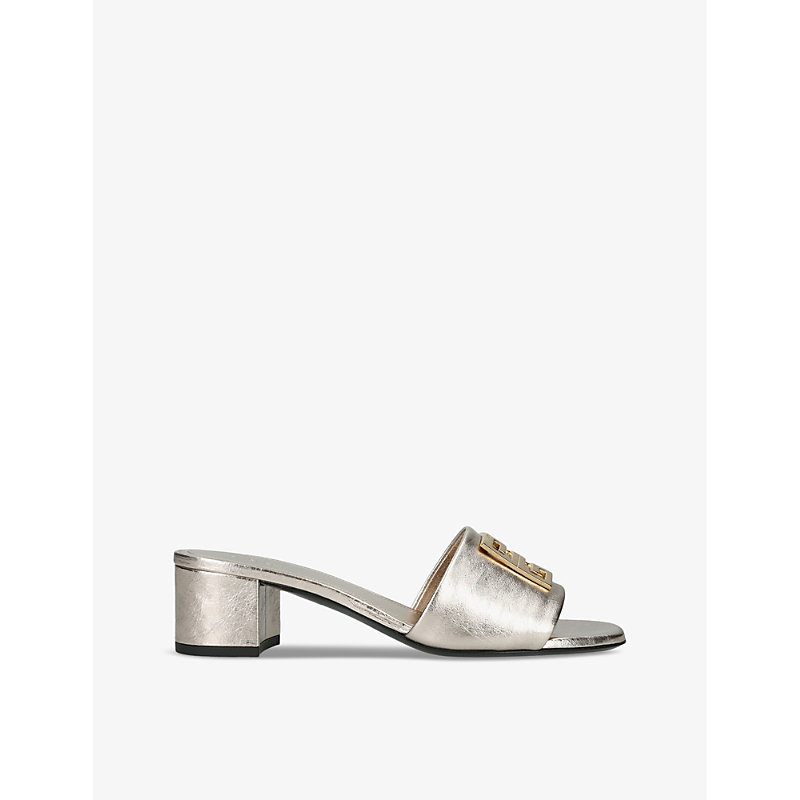 Shop Givenchy Women's Gold 4g Brand-motif Leather Heeled Sandals