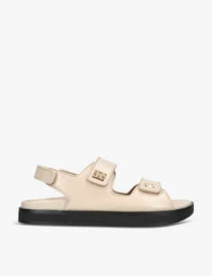 Givenchy Womens White 4g Brand-embellished Leather Sandals In Beige