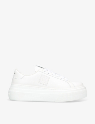 Givenchy Womens White City Platform-sole Leather Low-top Trainers