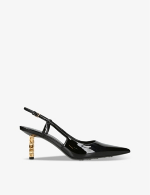 GIVENCHY: G-Cube embellished leather slingback courts