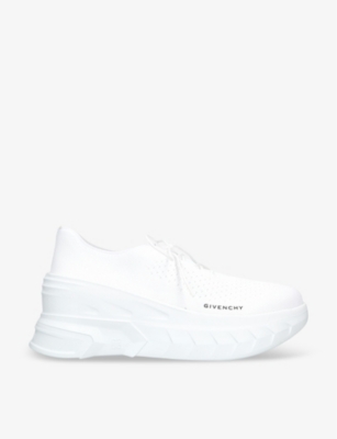Shop Givenchy Women's White Marshmallow Wedge Chunky-sole Knitted Low-top Trainers