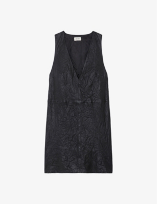 Zadig & Voltaire Rasha Leather Dress In Noir
