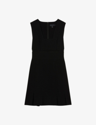 Ted Baker Womens Black Ellinia Square-neck Panelled Woven Mini Dress
