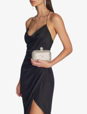 JIMMY CHOO: Cloud crystal-embellished suede clutch bag