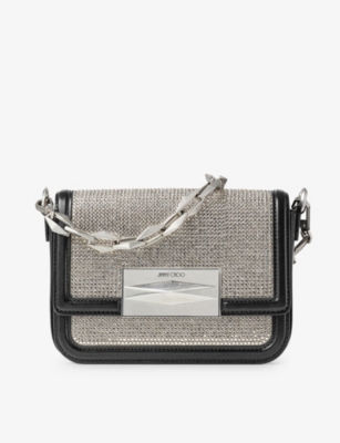 Jimmy Choo Diamond Crystal-embellished Crossbody Bag In Black/slver