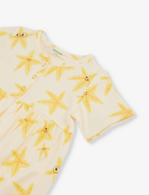 Shop The Bonnie Mob Starfish Graphic-print Short-sleeve Stretch-organic-cotton Dress 6-24 Months