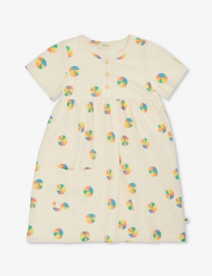 The Bonnie Mob Babies'  Parasol Graphic-print Short-sleeve Stretch-organic-cotton Dress 2-4 Years In Neutral